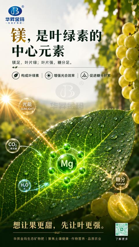 镁，是叶绿素的中心元素（叶，是制造车间）｜华昇金玛植保系统课技术图