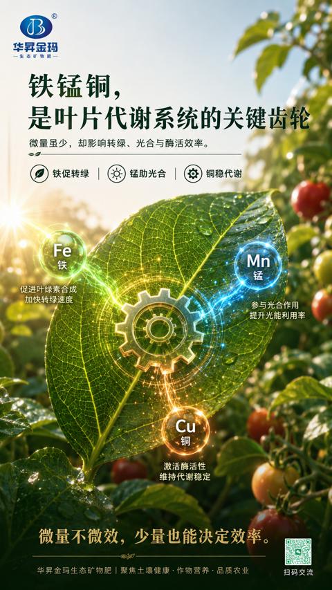 铁锰铜，是叶片代谢系统的关键齿轮（叶，是制造车间）｜华昇金玛植保系统课技术图