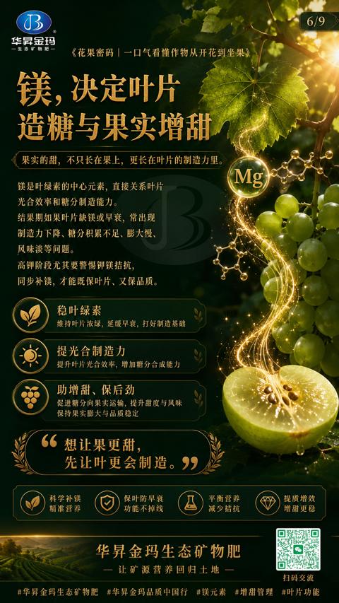 镁，决定叶片（果实的甜，不只长在果上，更长在叶片的制造力里）｜华昇金玛植保系统课技术图
