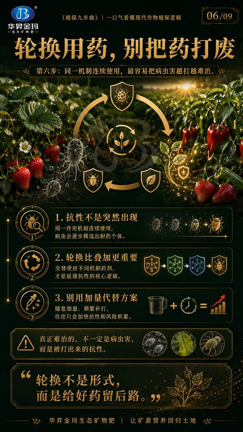 轮换用药，别把药打废（第六步）｜华昇金玛植保系统课技术图