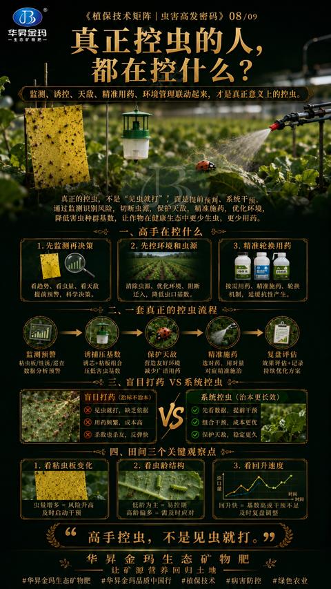 真正控虫的人（监测，诱控、天敌、精准用药、环境管理联动起来，才是真正意义上的控虫）｜华昇金玛植保系统课技术图