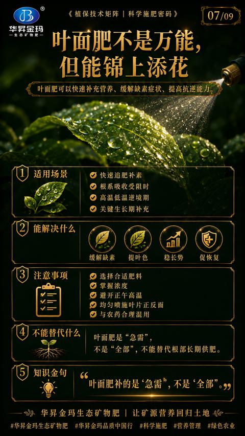 叶面肥不是万能（叶面肥可以快速补充营养、缓解缺素症状、提高抗逆能力）｜华昇金玛植保系统课技术图