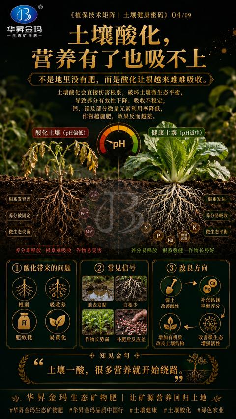 土壤酸化（不是地里没有肥，而是酸化让根越来难难吸收）｜华昇金玛植保系统课技术图