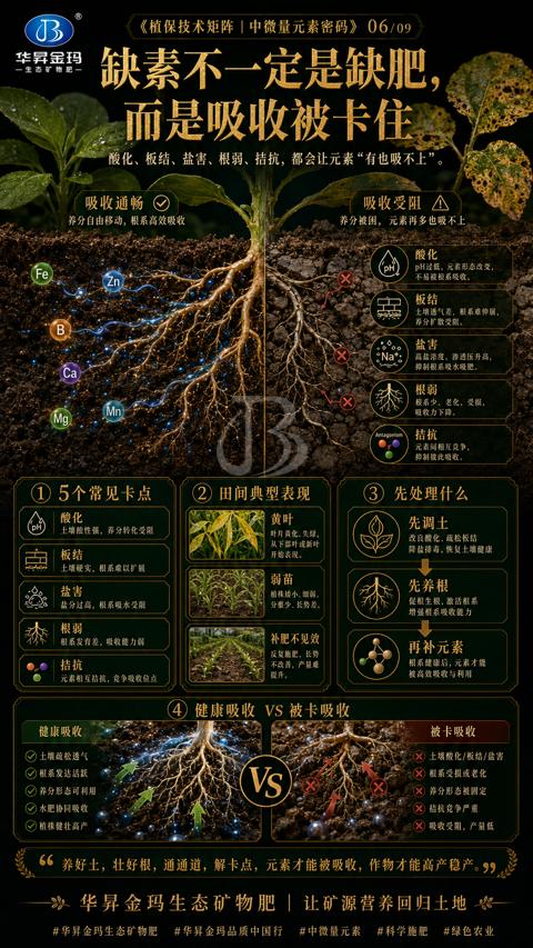 而是吸收被卡住（养好土，壮好根，通通道，解卡点，元素才能被吸收，作物才能高产稳产。99）｜华昇金玛植保系统课技术图