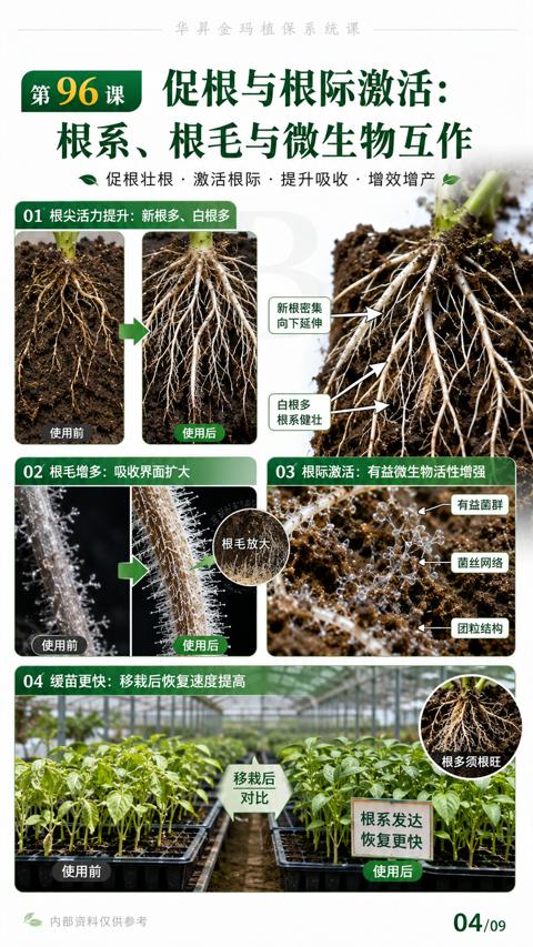 促根与根际激活（根系、根毛与微生物互作）｜华昇金玛植保系统课技术图