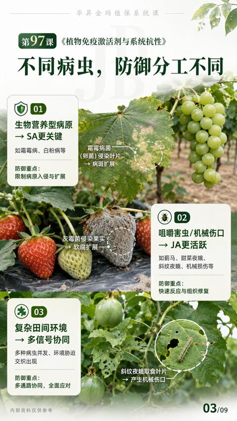 不同病虫，防御分工不同（植物免疫激活剂与系统抗性）｜华昇金玛植保系统课技术图