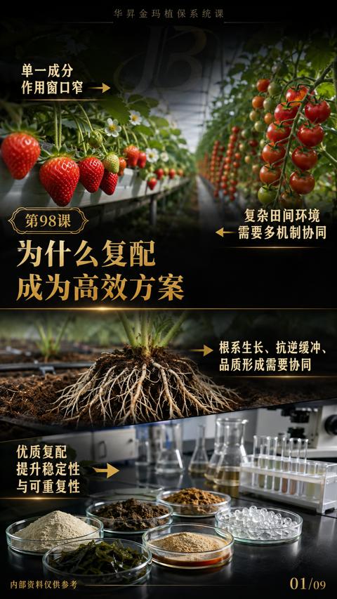 成为高效方案（根系生长、抗逆缓冲）｜华昇金玛植保系统课技术图
