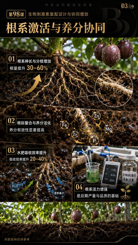 根系激活与养分协同（生物刺激素复配设计与协同增效）｜华昇金玛植保系统课技术图