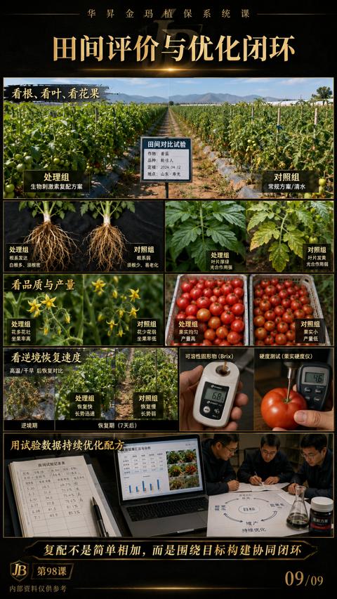田间评价与优化闭环（复配不是简单相加，而是围绕目标构建协同闭环）｜华昇金玛植保系统课技术图