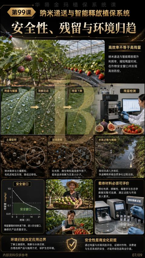 安全性、残留与环境归趋（通过残留与环境风险评估，证明对作物、消费者）｜华昇金玛植保系统课技术图