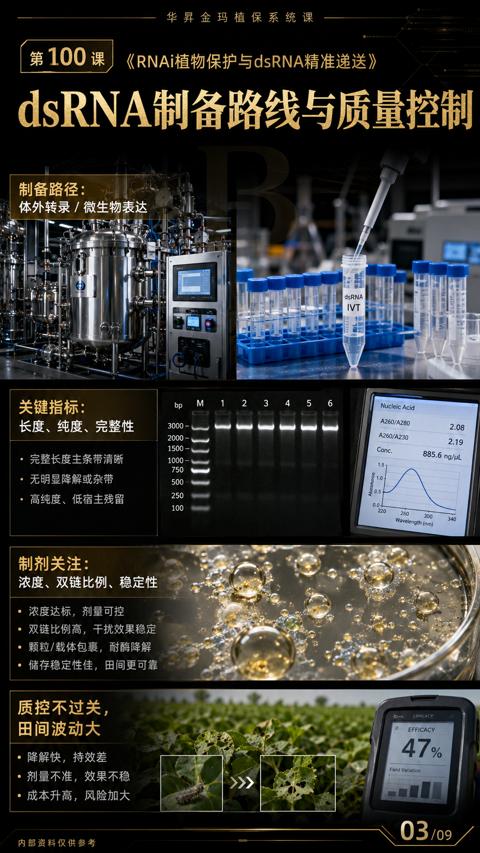 dsRNA制备路线与质量控制（RNAi植物保护与dsRNA精准递送）｜华昇金玛植保系统课技术图