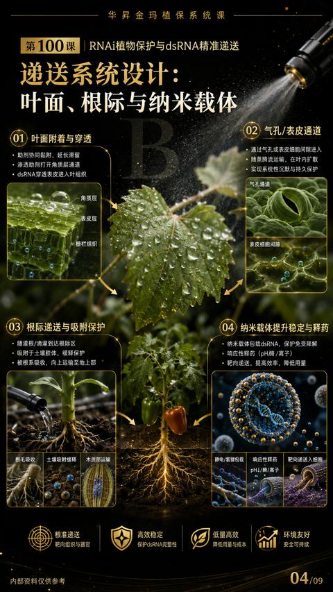 递送系统设计（RNAi植物保护与dsRNA精准递送）｜华昇金玛植保系统课技术图