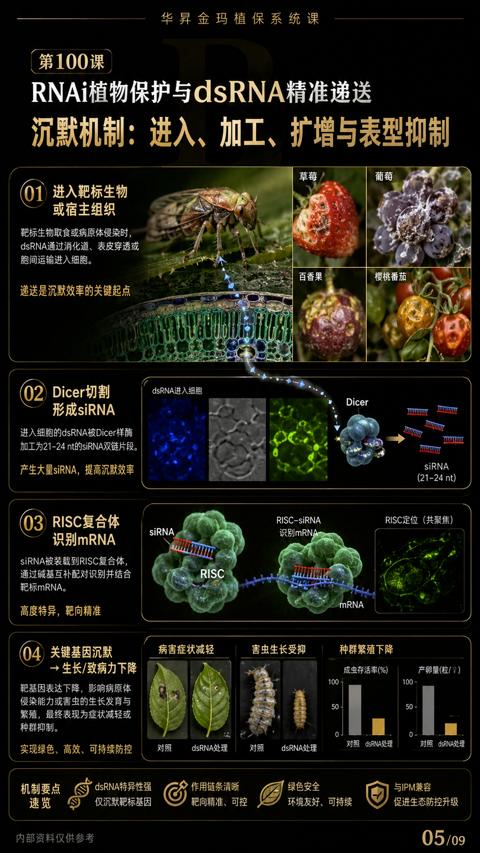 沉默机制：进入、加工、扩增与表型抑制｜华昇金玛植保系统课技术图