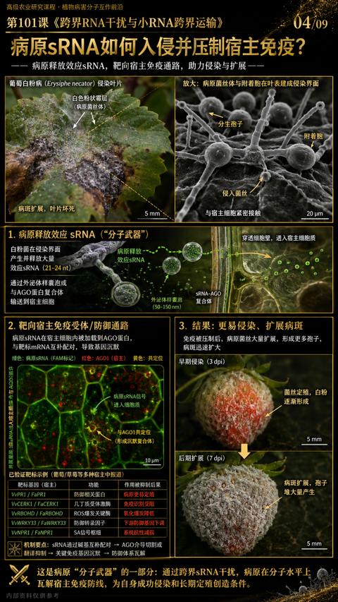 病原SRNA如何入侵并压制宿主免疫（这是病原“分子武器”的一部分）｜华昇金玛植保系统课技术图