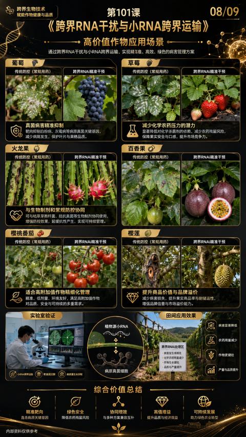 跨界RNA干扰与小RNA跨界运输（通过跨界RNA干扰与小RNA跨界运输，实现精幕准、高效、绿色的病害管理方案）｜华昇金玛植保系统课技术图