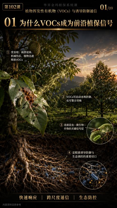 01为什么VOCs成为前沿植保信号（机械伤后，植物迅速）｜华昇金玛植保系统课技术图