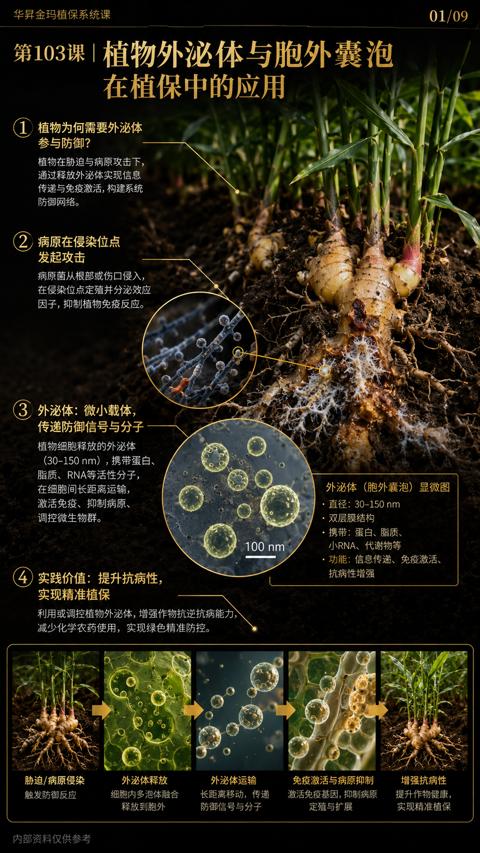第103课|植物外泌体与胞外囊泡（利用或调控植物外泌体，增强作物抗逆抗病能力）｜华昇金玛植保系统课技术图