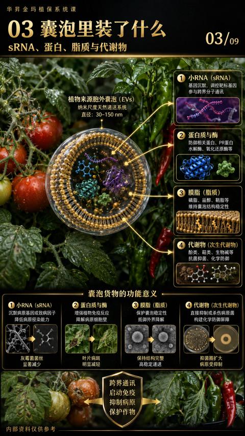 03囊泡里装了什么（SRNA、蛋白、脂质与代谢物）｜华昇金玛植保系统课技术图
