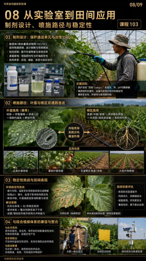 08 从实验室到田间应用（不影响有益微生物活性，支持生物防治协同增效）｜华昇金玛植保系统课技术图