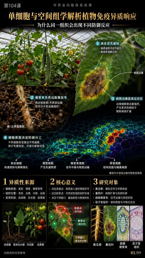 单细胞与空间组学解析植物免疫异质响应（番茄叶）｜华昇金玛植保系统课技术图
