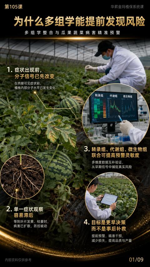 为什么多组学能提前发现风险（3. 转录组、代谢组、微生物组）｜华昇金玛植保系统课技术图