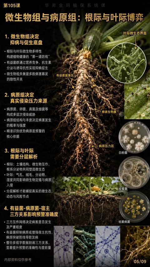 微生物组与病原组：根际与叶际博弈｜华昇金玛植保系统课技术图