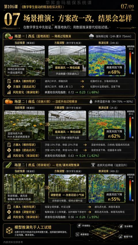 07 场晨推演：方案改一改，结果会怎样（在数字李生中先验证，再落地执行；用数据推演替代经验试错）｜华昇金玛植保系统课技术图