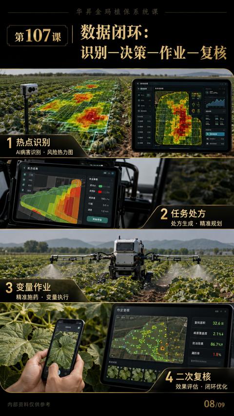 数据闭环（识别一决策一作业一复核）｜华昇金玛植保系统课技术图
