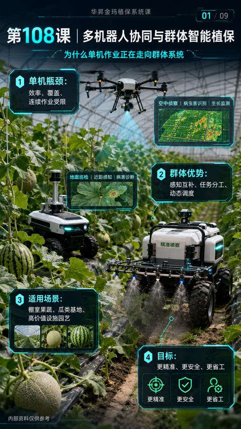 第108课|多机器人协同与群体智能植保（为什么单机作业正在走向群体系统）｜华昇金玛植保系统课技术图