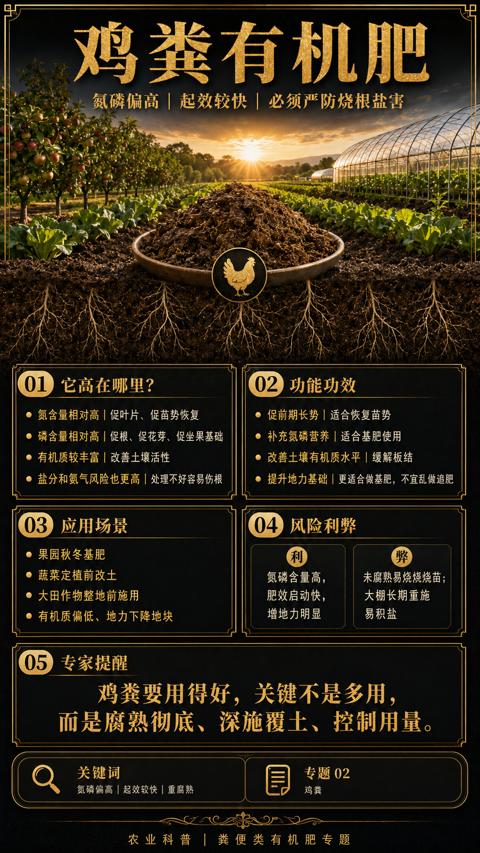 鸡粪有机肥（而是腐熟彻底、深施覆土、控制用量）｜华昇金玛植保系统课技术图