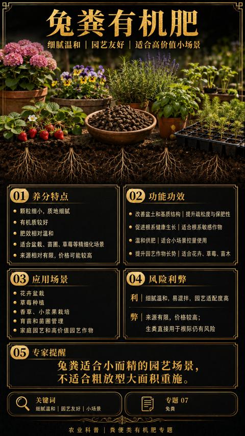 兔粪有机肥（兔粪适合小而精的园艺场景）｜华昇金玛植保系统课技术图