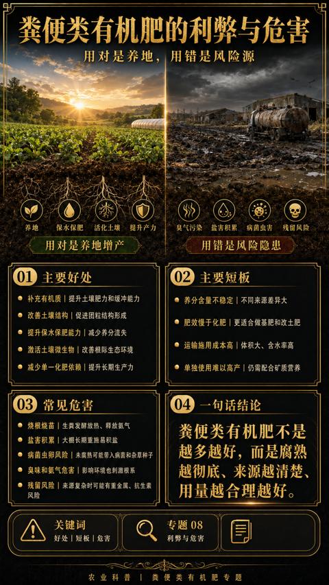 粪便类有机肥的利弊与危害｜华昇金玛植保系统课技术图