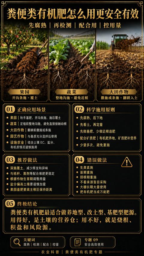 粪便类有机肥怎么用更安全有效（粪便类有机肥最适合做养地型、改土型、基肥型肥源）｜华昇金玛植保系统课技术图