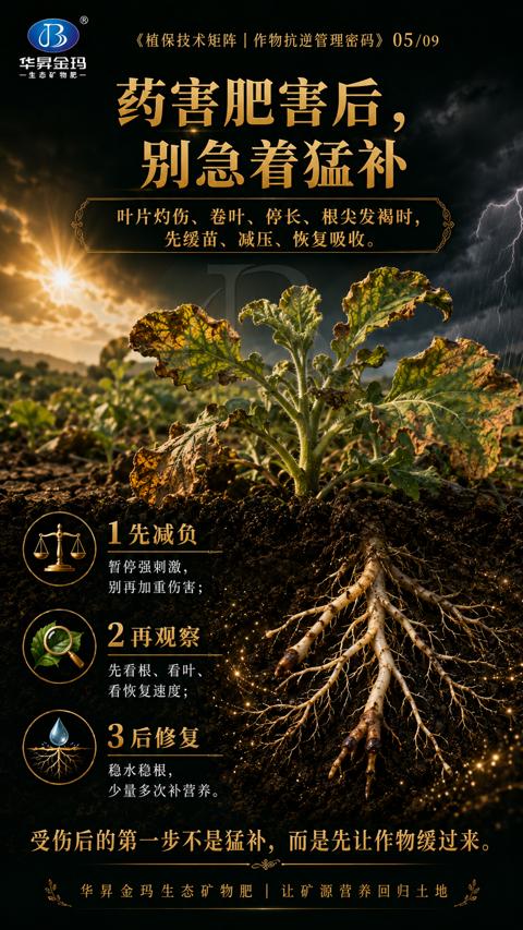 药害肥害后（受伤后的第一步不是猛补，而是先让作物缓过来）｜华昇金玛植保系统课技术图
