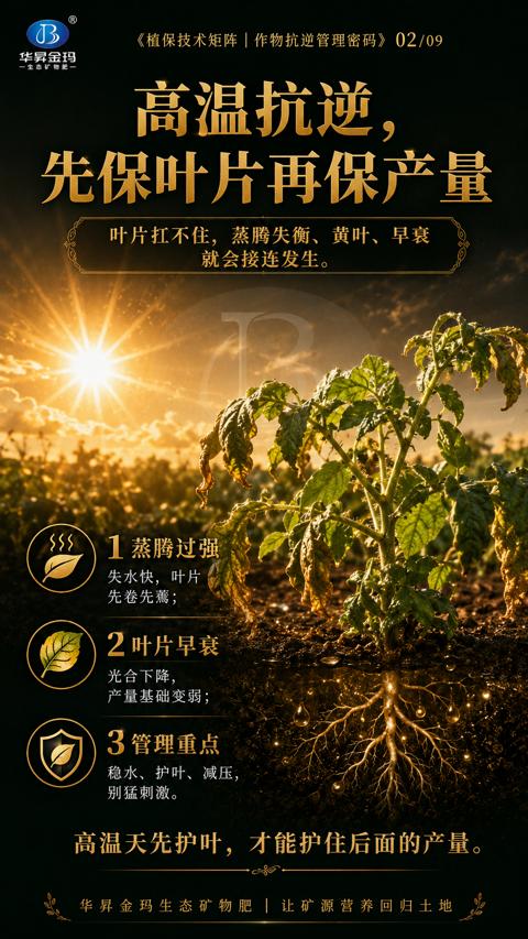 高温抗逆（高温天先护叶，才能护住后面的产量）｜华昇金玛植保系统课技术图