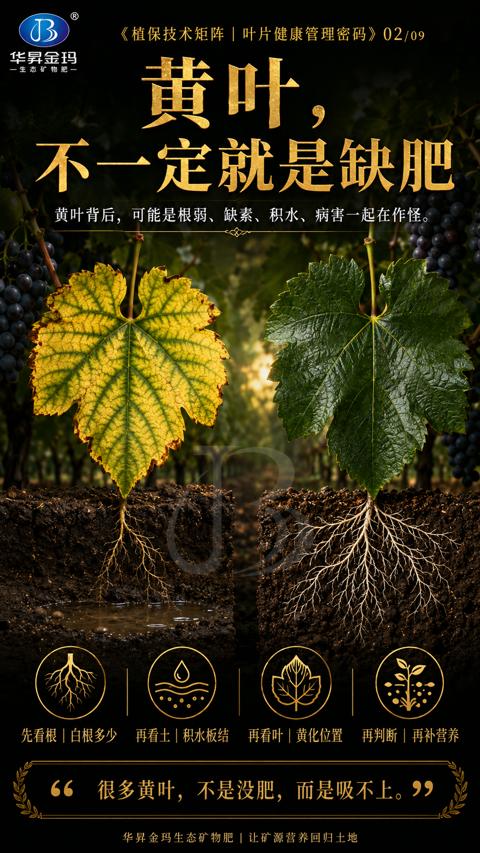 黄叶（黄叶背后，可能是根弱、缺素、积水、病害一起在作怪）｜华昇金玛植保系统课技术图