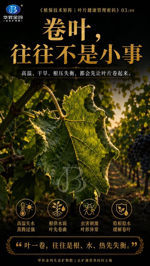 卷叶（高温、干旱、根压失衡，都会先让叶片卷起来）｜华昇金玛植保系统课技术图