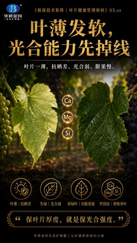 叶薄发软（叶片一薄，抗晒差、光合弱、膨果慢）｜华昇金玛植保系统课技术图