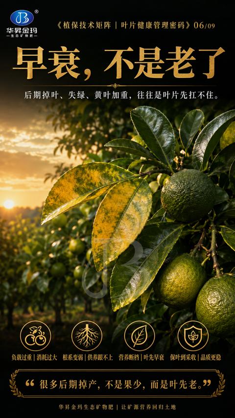 早衰，不是老了（后期掉叶、失绿、黄叶加重，往往是叶片先扛不住）｜华昇金玛植保系统课技术图