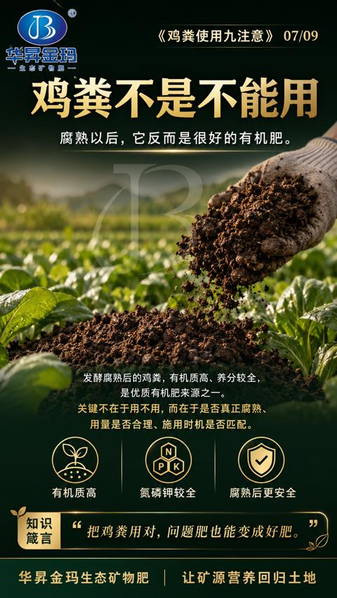鸡粪不是不能用（发酵腐熟后的鸡粪，有机质高、养分较全）｜华昇金玛植保系统课技术图