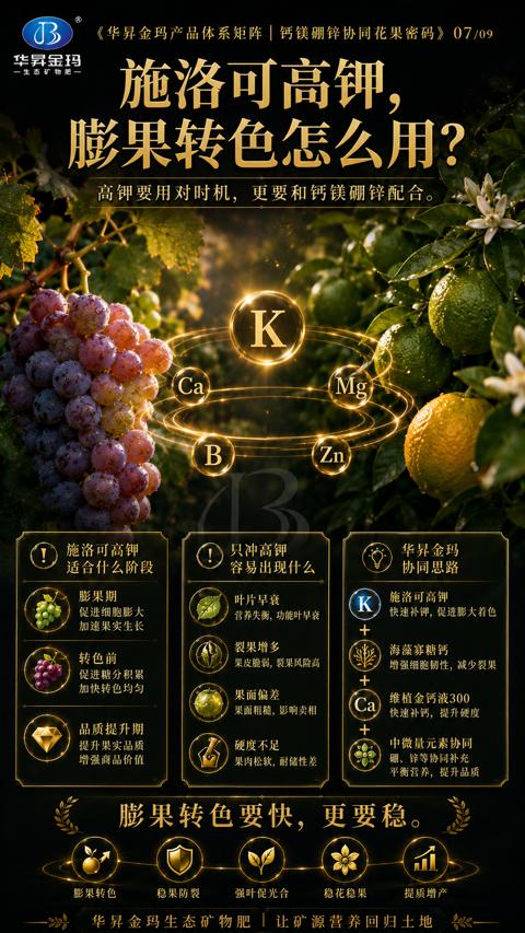 膨果转色怎么用（高钾要用对时机，更要和钙镁硼锌配合）｜华昇金玛植保系统课技术图