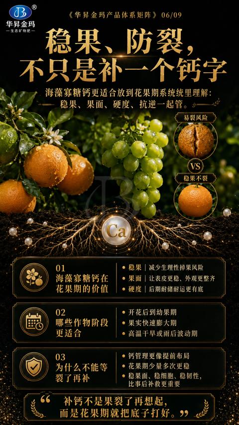 稳果、防裂（海藻寡糖钙更适合放到花果期系统统里理解）｜华昇金玛植保系统课技术图