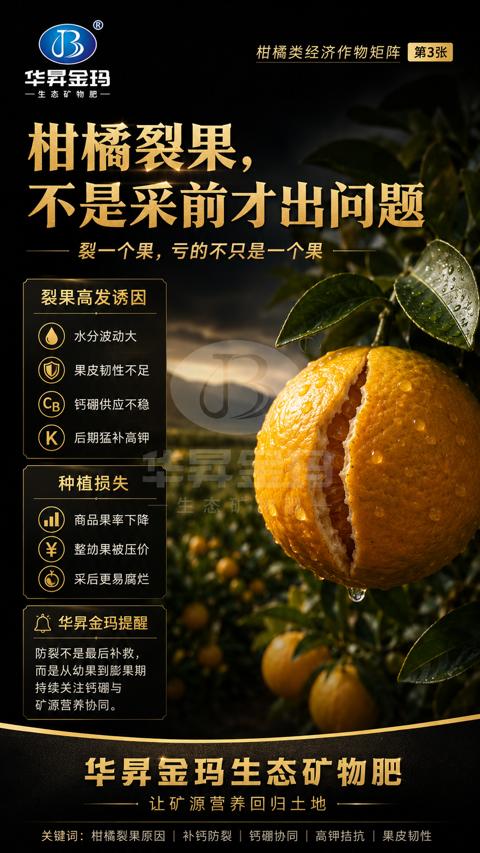 柑橘裂果（柑橘类经济作物矩阵）｜华昇金玛植保系统课技术图