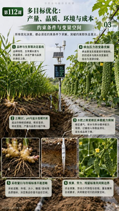 产量、品质、环境与成本（所有优化决策，都必须在约束条件下求解，突破约束即失去意义）｜华昇金玛植保系统课技术图