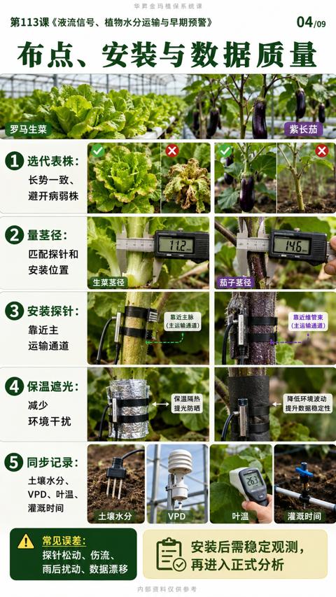 布点、安装与数据质量（第113课《液流信号、植物水分运输与早期预警）｜华昇金玛植保系统课技术图