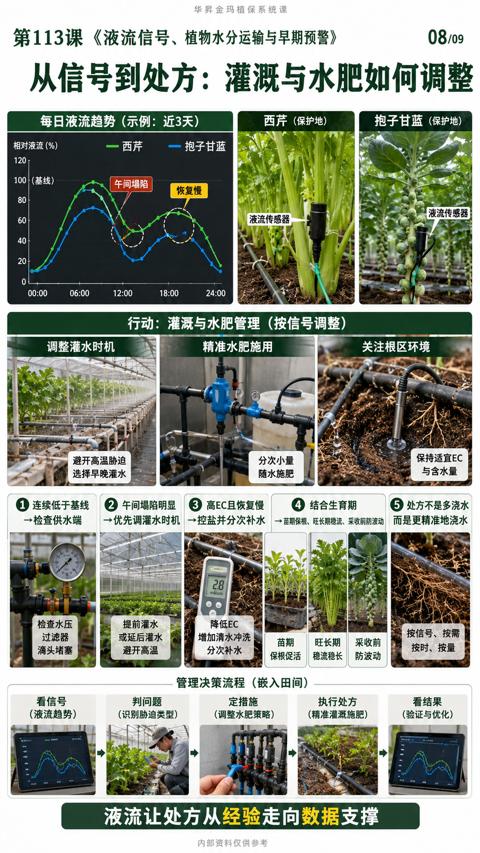 从信号到处方：灌溉与水肥如何调整（第113课《液流信号、植物水分运输与早期预警）｜华昇金玛植保系统课技术图