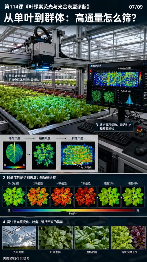 从单叶到群体：高通量怎么筛（第114课《叶绿素荧光与光合表型诊断）｜华昇金玛植保系统课技术图