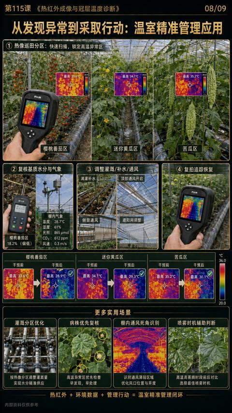 从发现异常到采取行动：温室精准管理应用（第115课《热红外成像与冠层温度诊断）｜华昇金玛植保系统课技术图