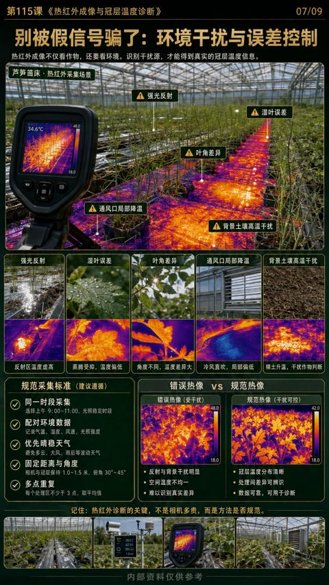 别被假信号骗了：环境干扰与误差控制（热红外成像不仅看作物，还要看环境。识别干扰源，才能得到真实的冠层温度信息）｜华昇金玛植保系统课技术图