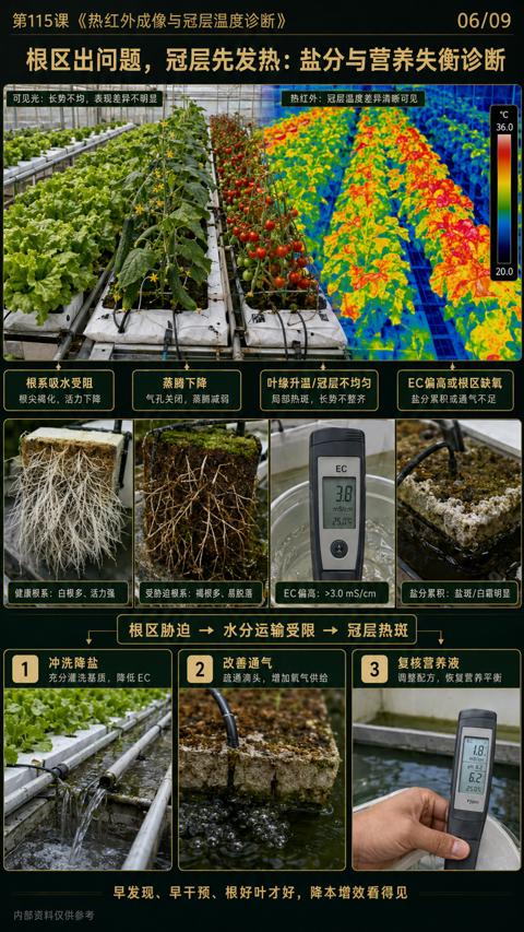 根区出问题，冠层先发热：盐分与营养失衡诊断｜华昇金玛植保系统课技术图